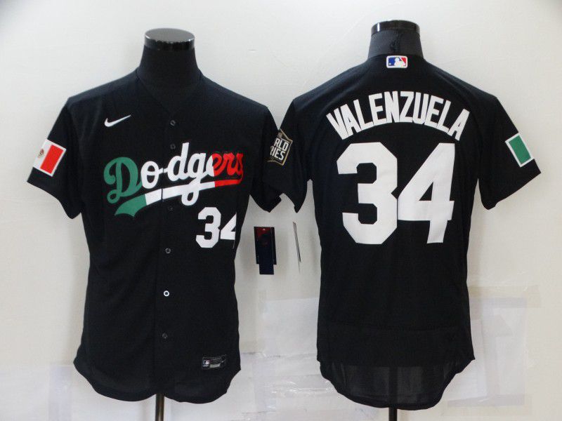 Men Los Angeles Dodgers #34 Valenzuela Black Elite 2021 Nike MLB Jerseys